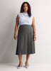 Grey Pleated Pull-On Midi Skirt