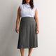 Grey Pleated Pull-On Midi Skirt