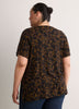Responsible, Black Modern-Fit V-Neck Tunic with Golden Leaf Print