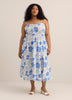 Strapless Smocked Heart Chest Maxi Dress