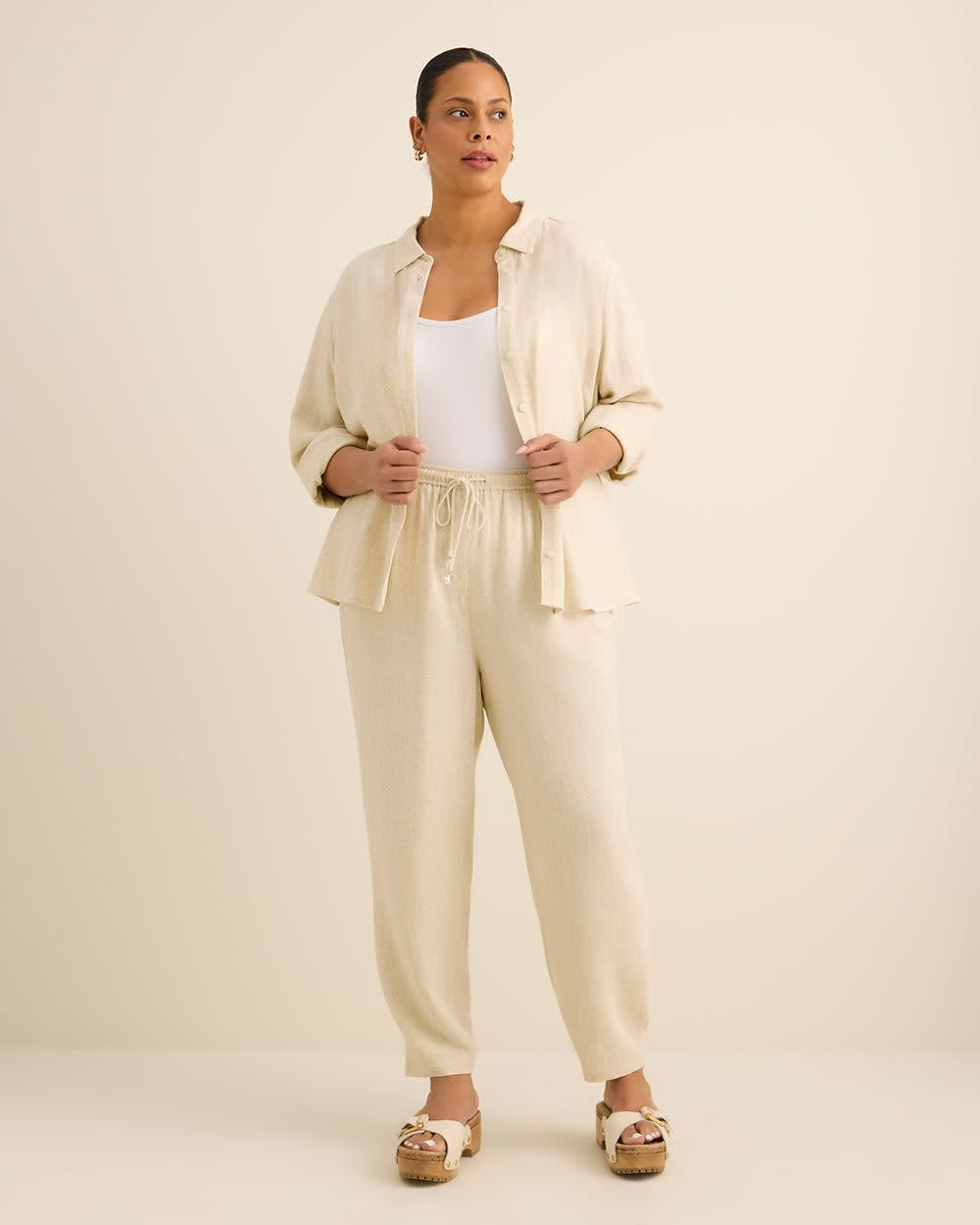 Chemisier en lin mélangé