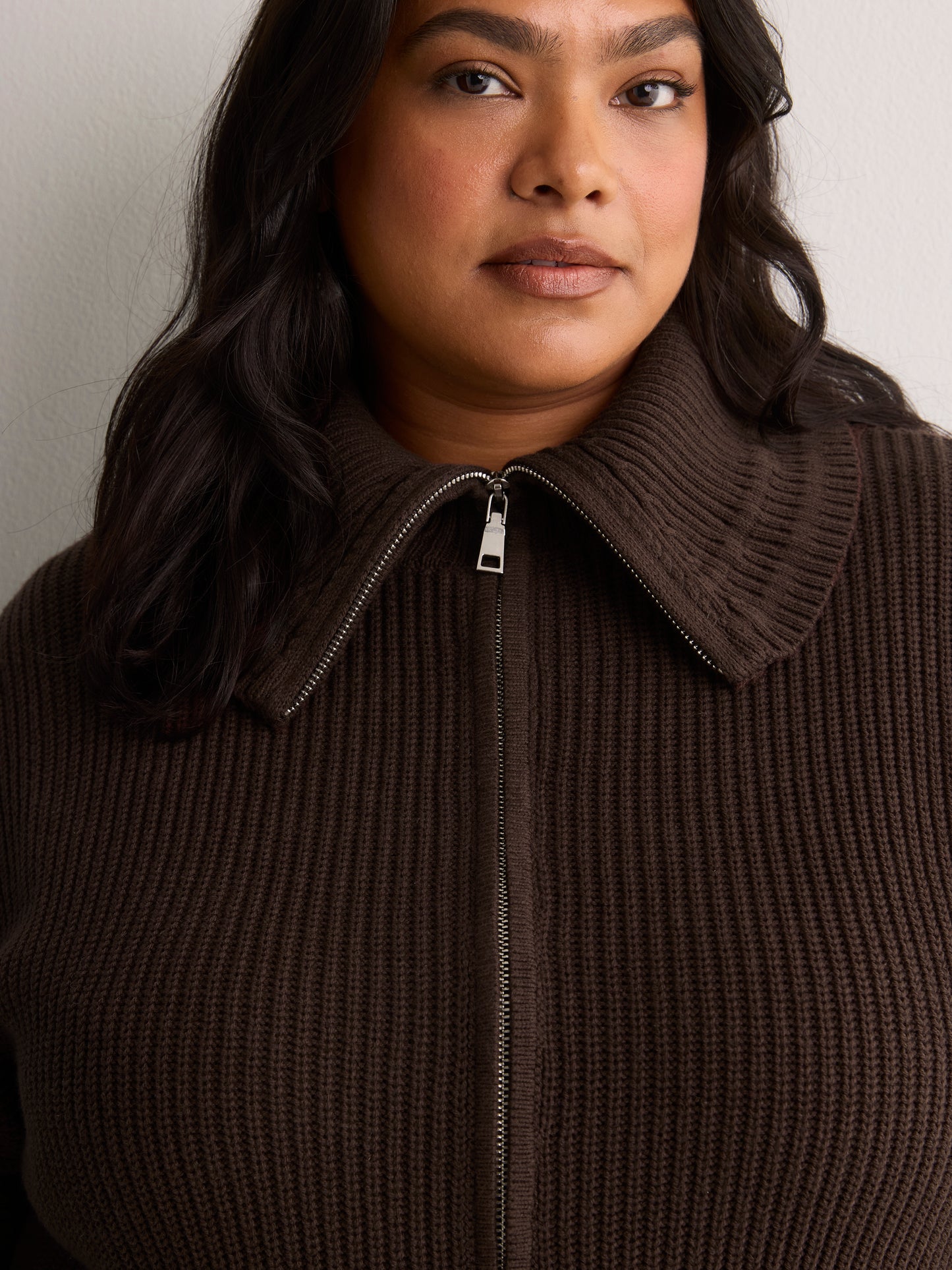Straight Zippered Sweater Cardigan