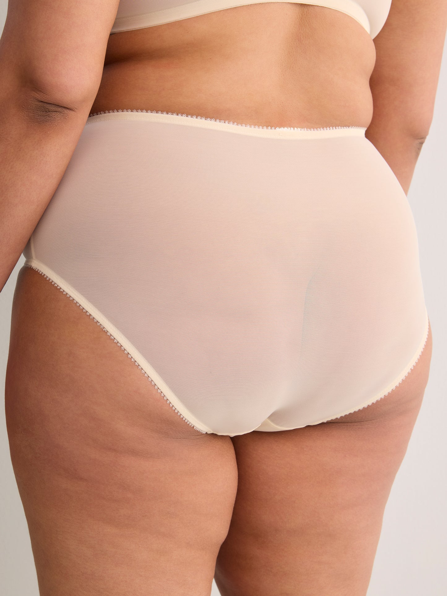 Grey Mesh Brief with Embroidered Front - Déesse