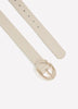 White Faux Leather Belt with Rope Oval Buckle