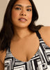 V-Neck Tankini Top with Black Ring Detail