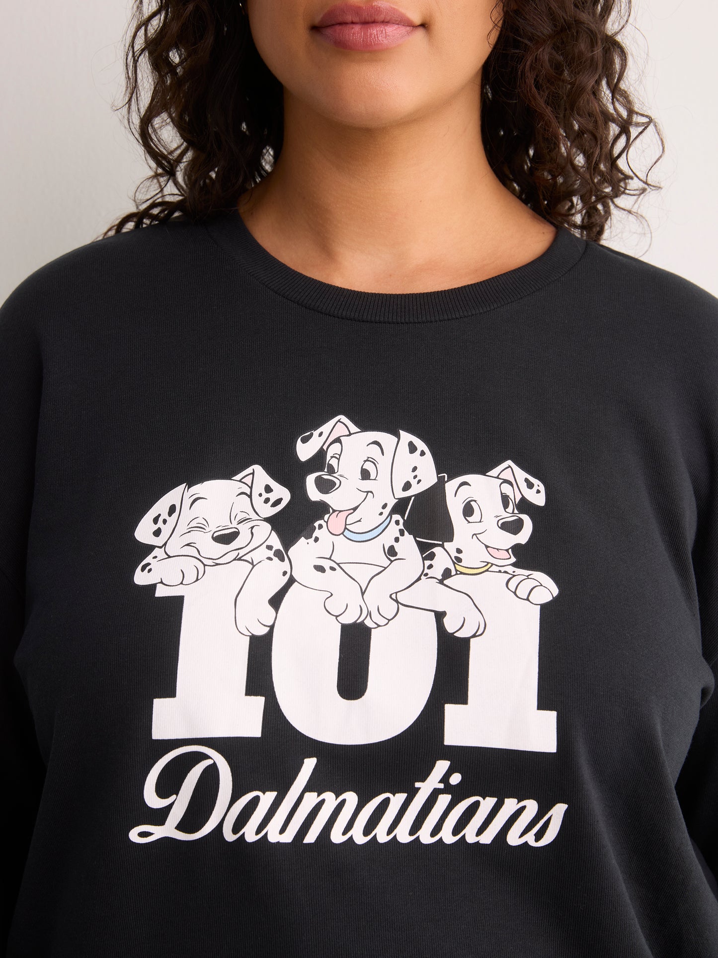 Black Long-Sleeve Pyjama Sweatshirt with Dalmatian Chest Print - Disney