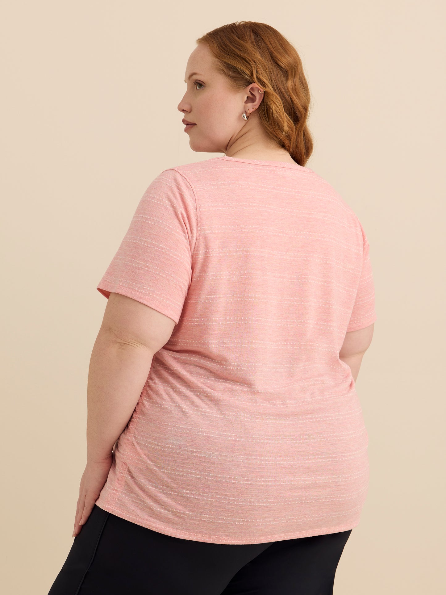 Crew-Neck T-Shirt with Side Shirring Detail - Active Zone