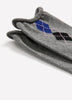 Grey Rolled-Edge Crew Socks with Argyle Print