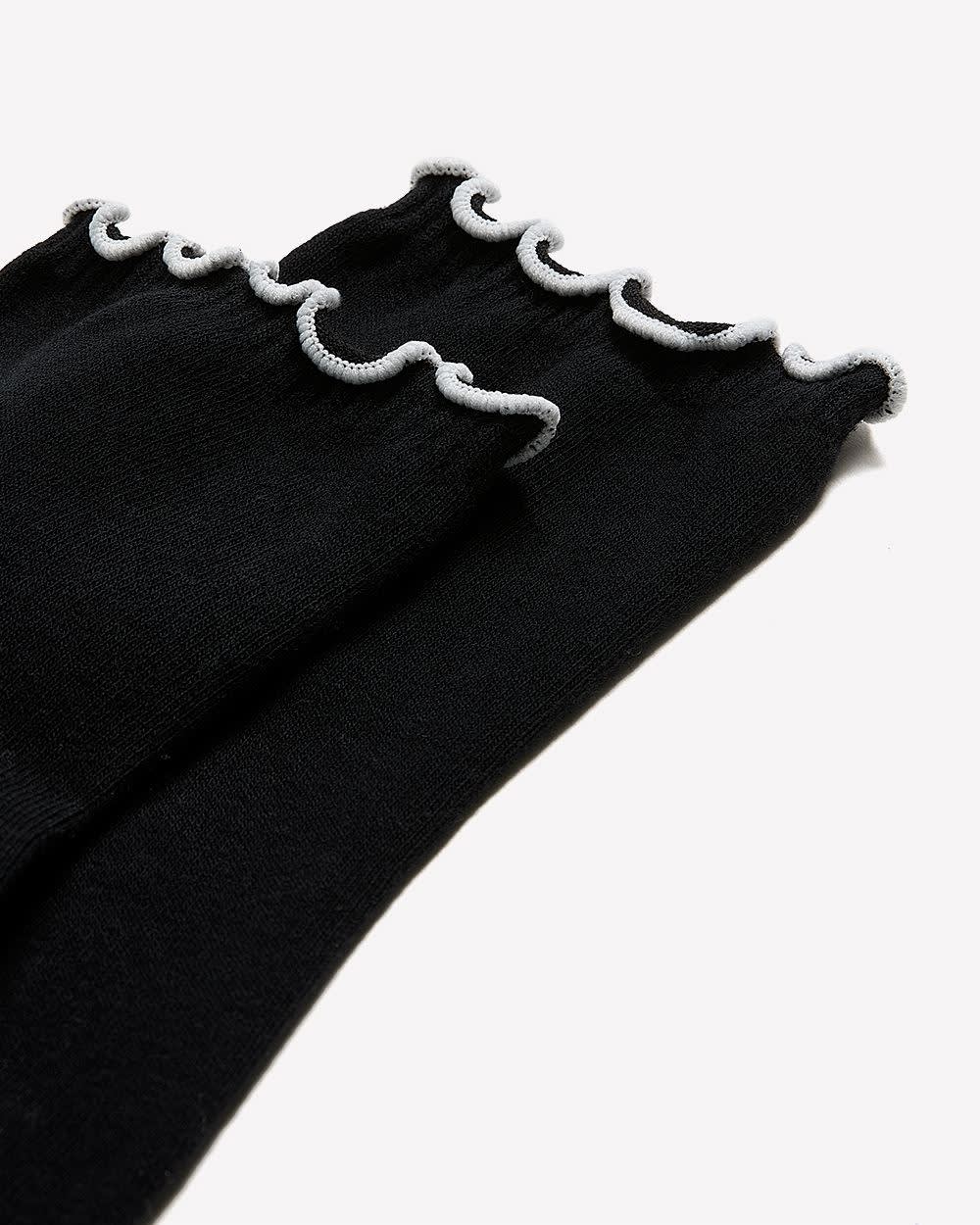 Chaussettes courtes à rebord ondulé contrastant