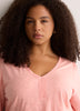 Slight Swing V-Neck Blouse with Crochet Tape