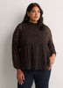 Mock-Neck Long-Sleeve Embroidered Blouse