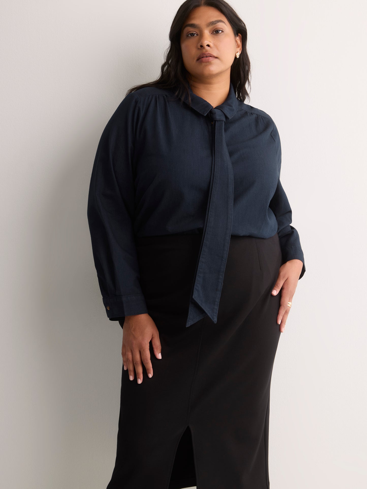 Black Pull-On Pencil Skirt