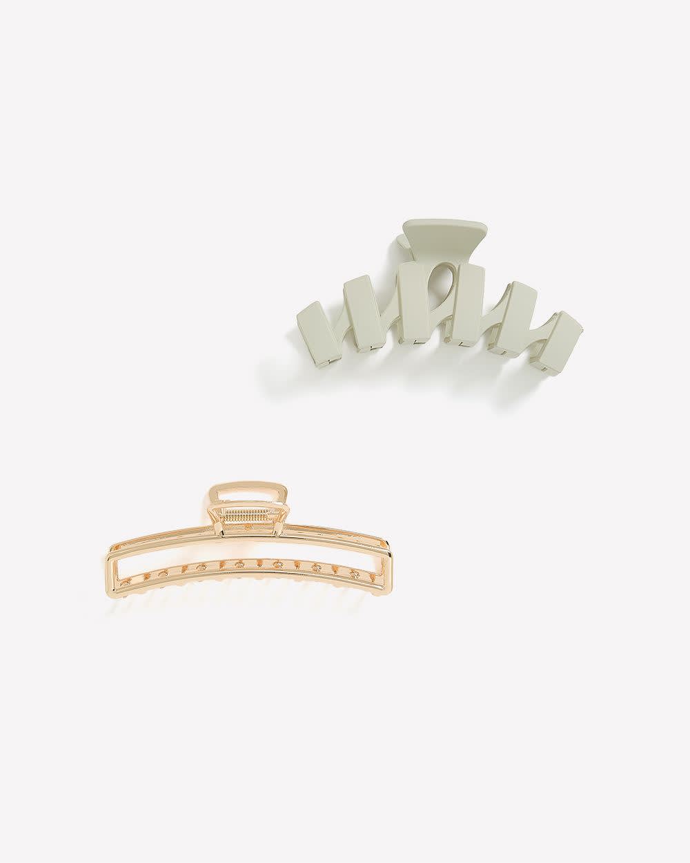 Pinces à  cheveux métallique et en plastique, ens. de 2