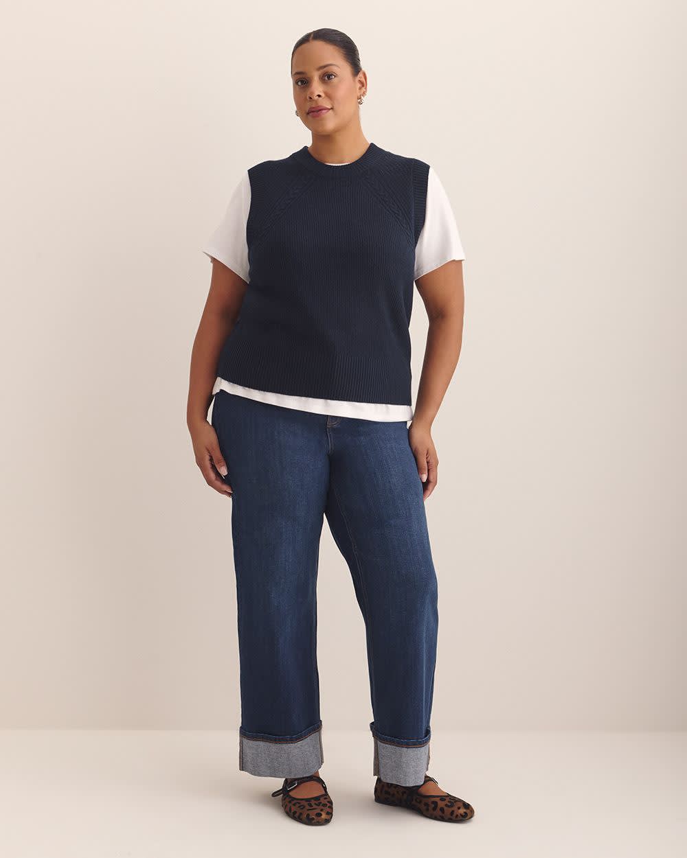 Jean taille haute à  jambe large repliée - d/C JEANS