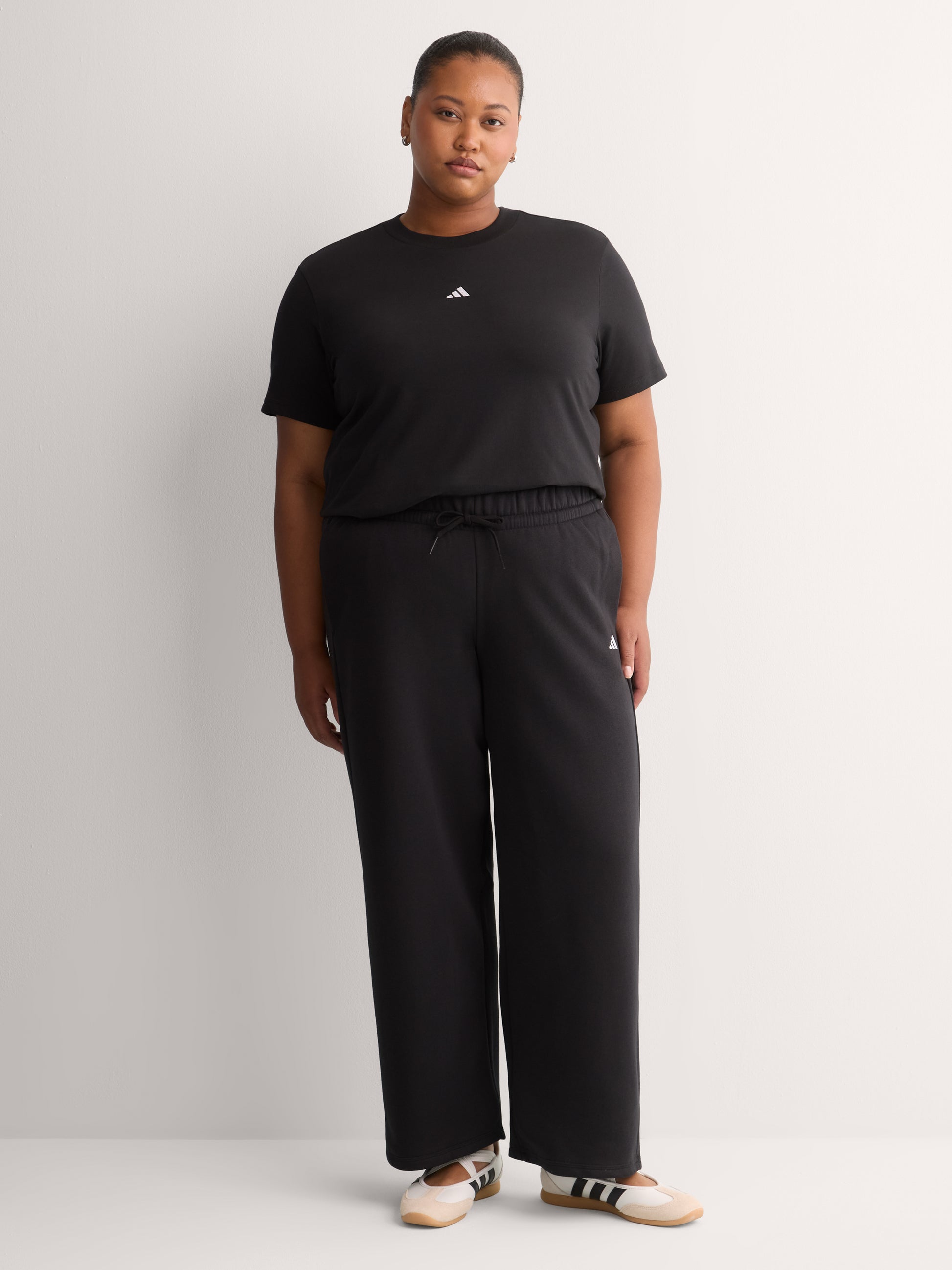 Black Short-Sleeve Crewneck Tee with Small Logo - adidas