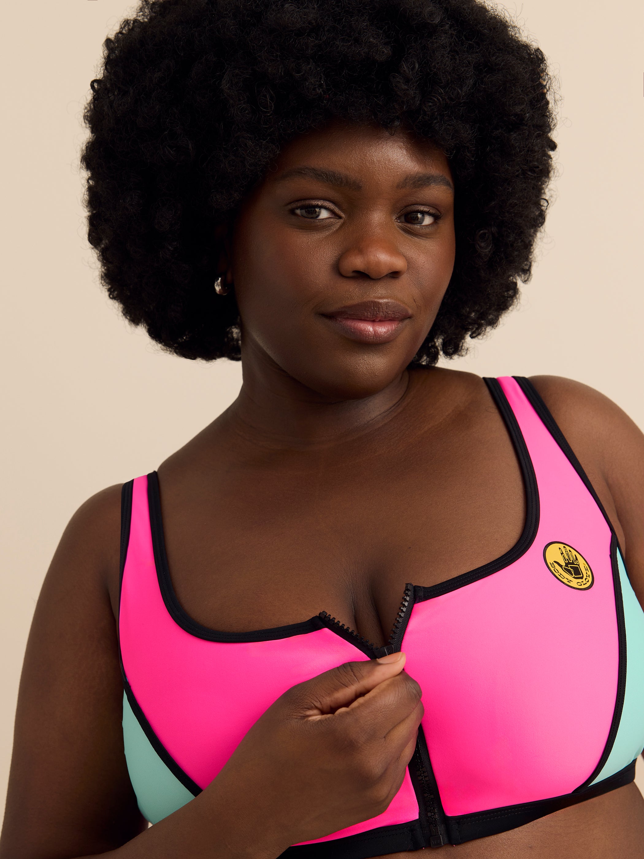 Neon Zippered-Front Crop Swim Top - Body Glove