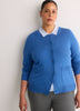 Responsible, Buttoned-Down Cotton Blend Crew Neck Cardigan