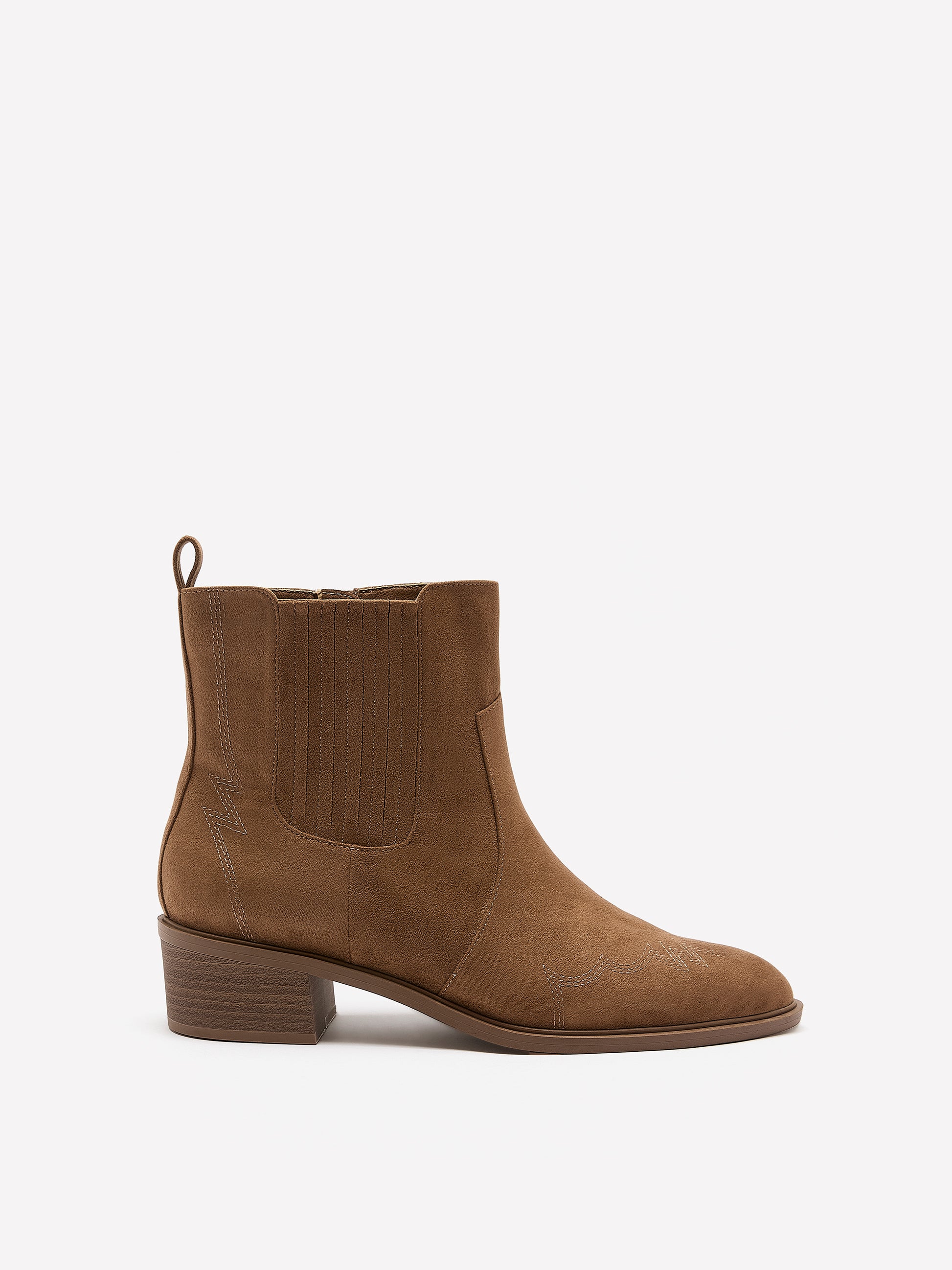 Wide Width, Cognac Microsuede Western Bootie