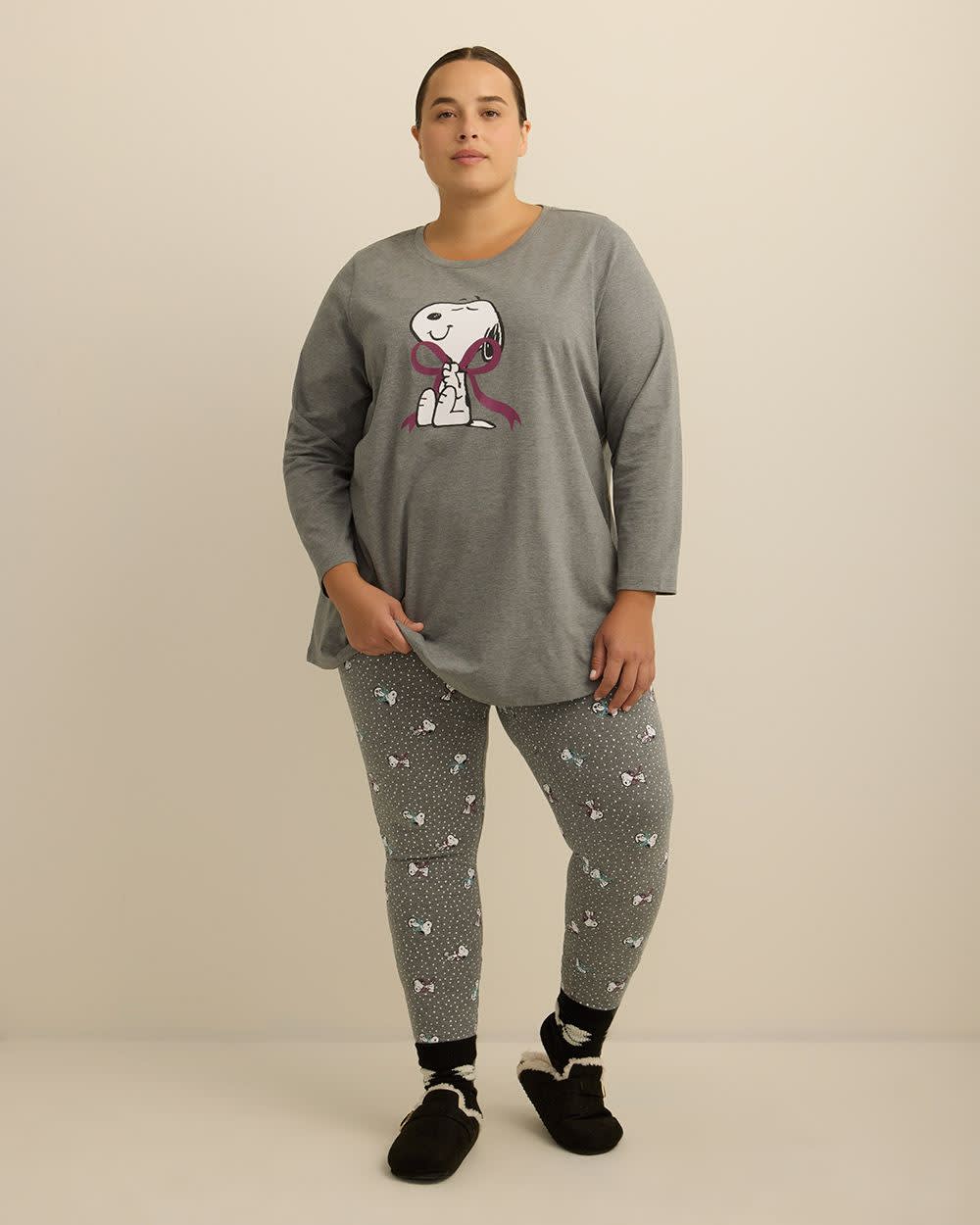 Ladies Knit PJ Top – Cotton Blend, Long Sleeve, Placement Print