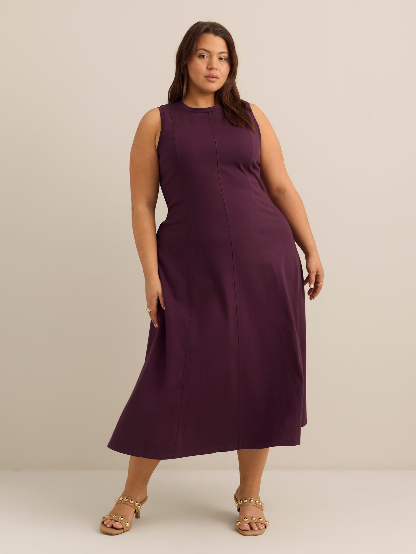 Sleeveless Panel Midi Dress