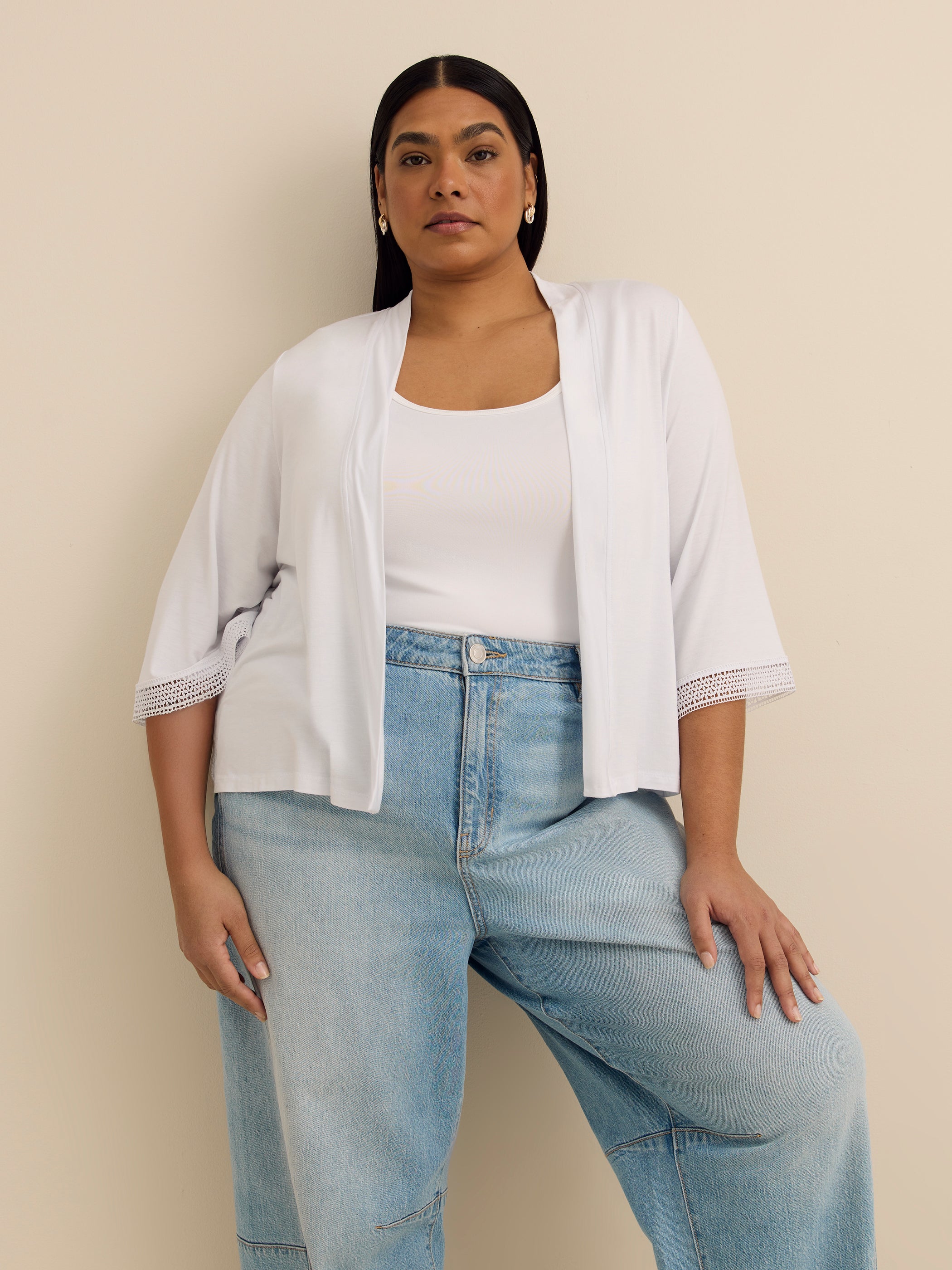 Responsible, Open Front 3/4 Sleeve Cardigan