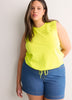 Straight-Fit Sleeveless Bubble Knit Top with Embroidery