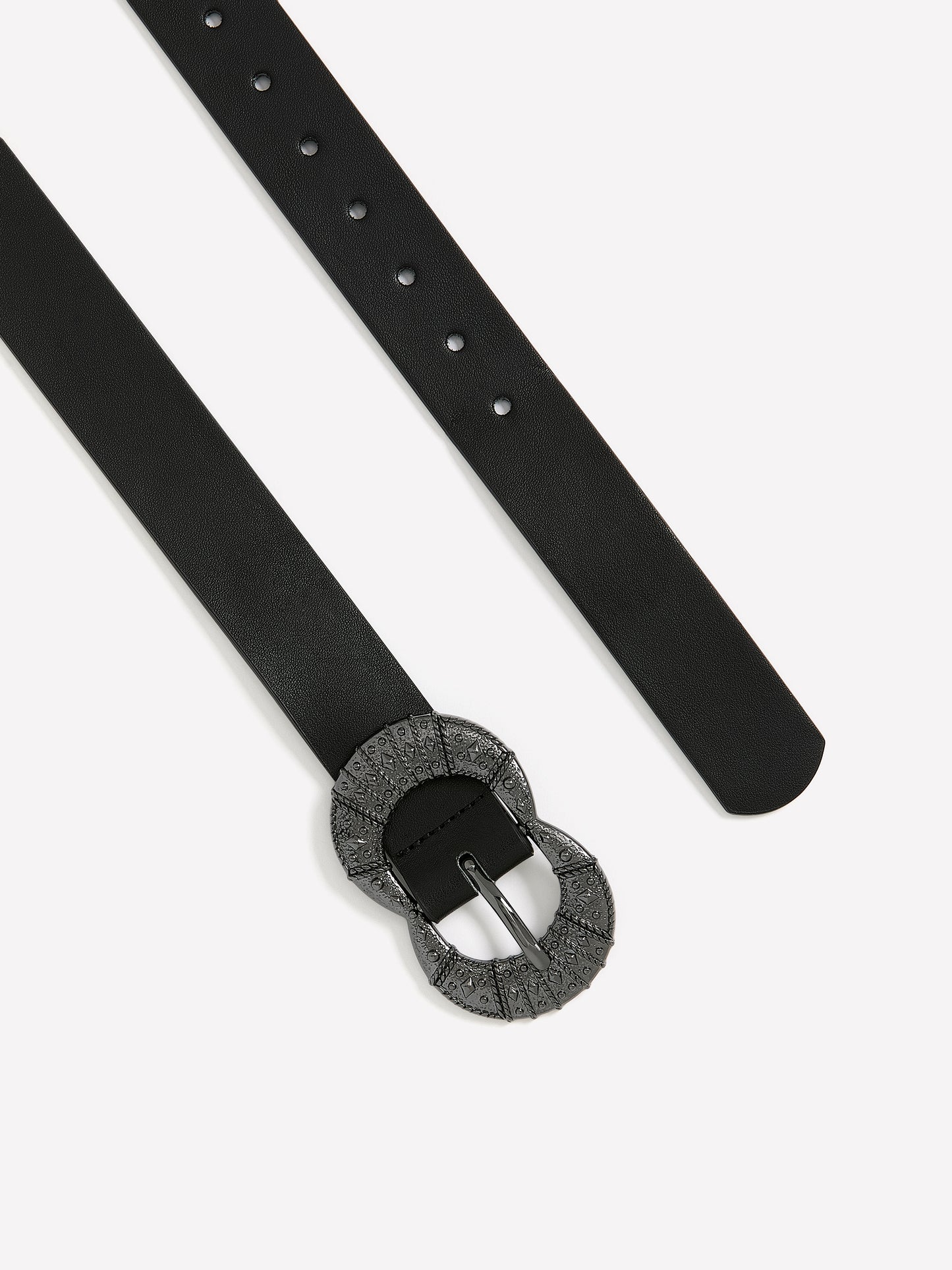 Denim Belt with Embellished Buckle