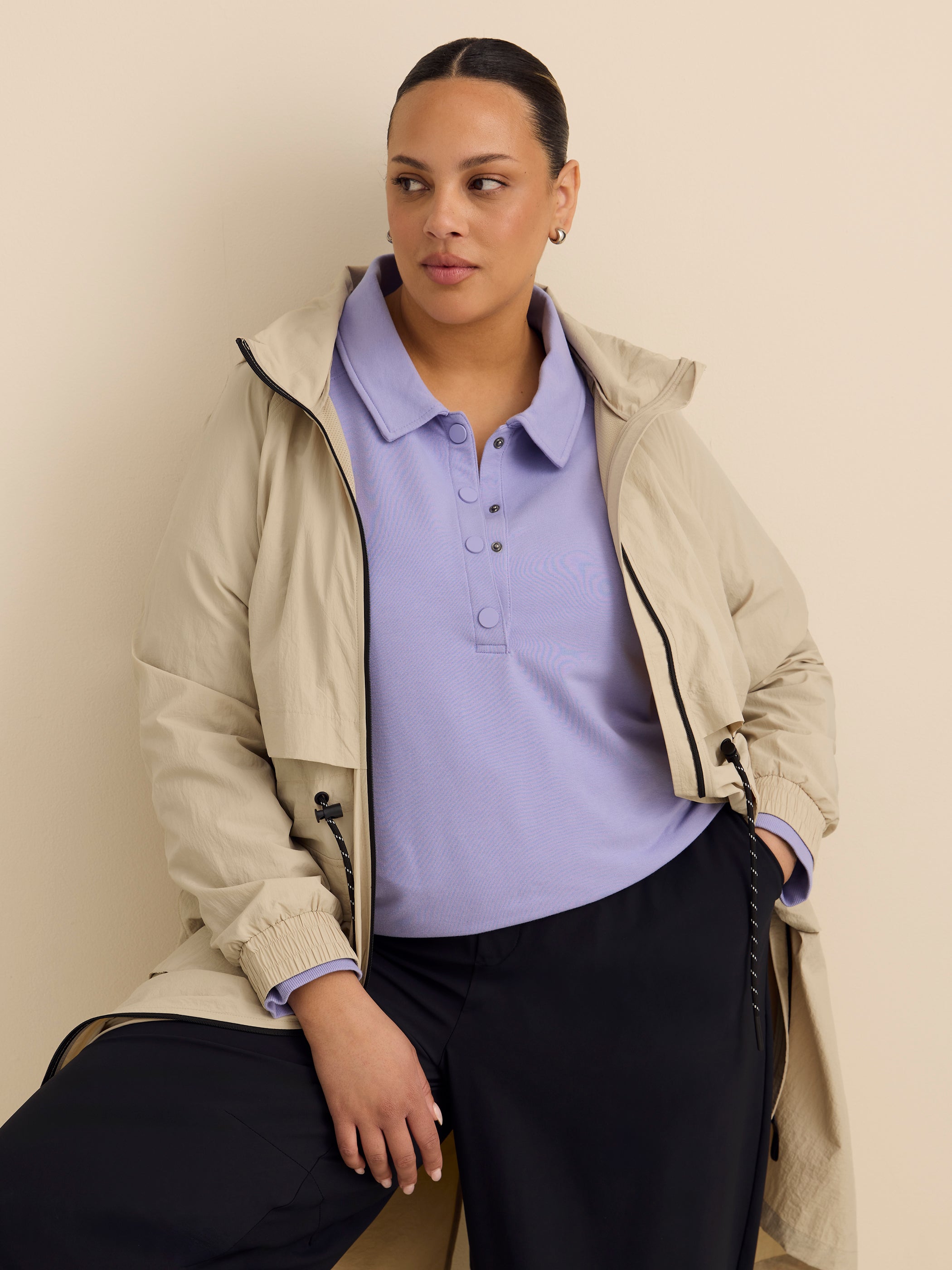 Polo Sweatshirt with Tulip Hem - ActiveZone