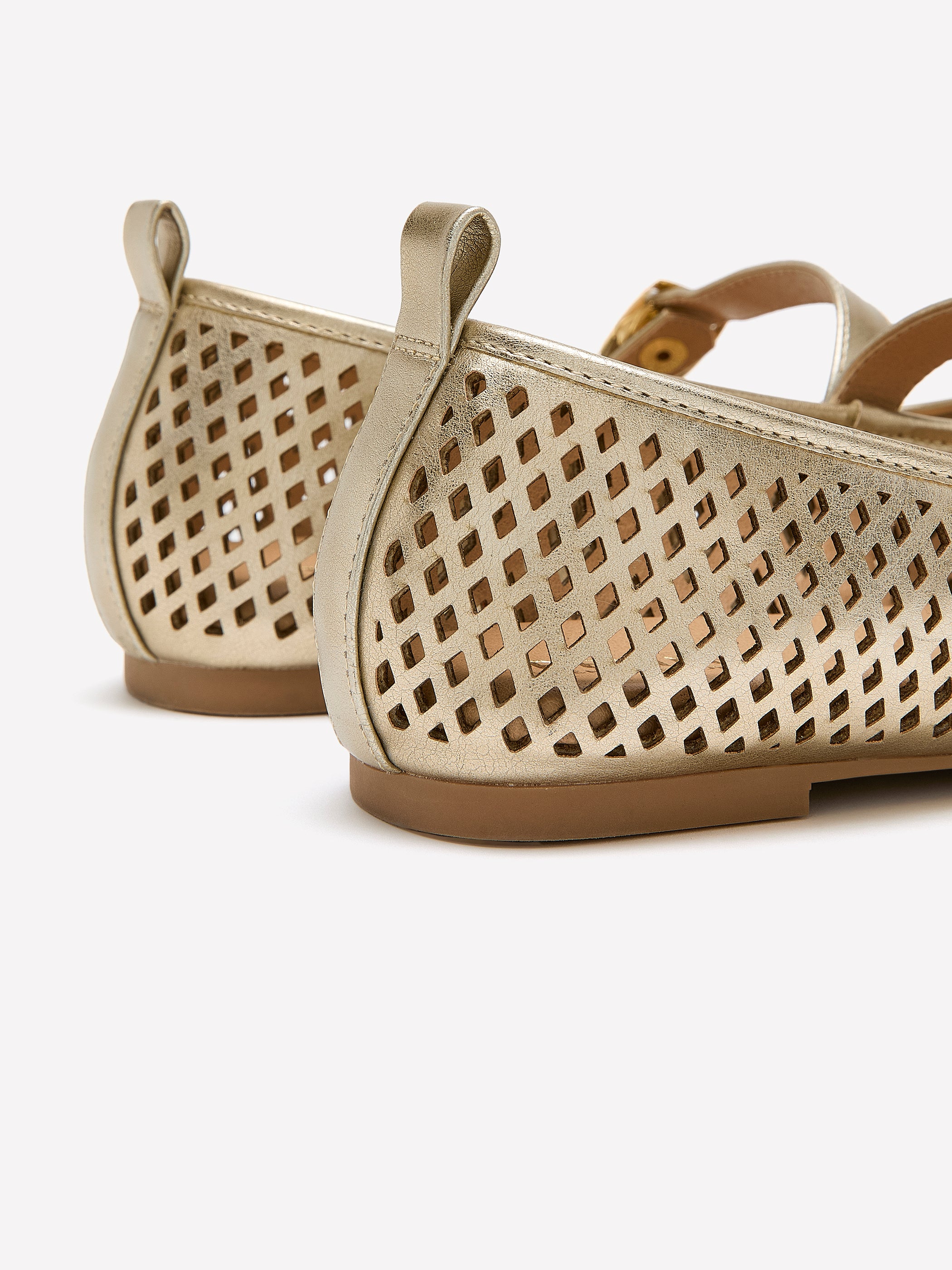 Extra Wide Width, Perforated Ballerina Flats with Strap