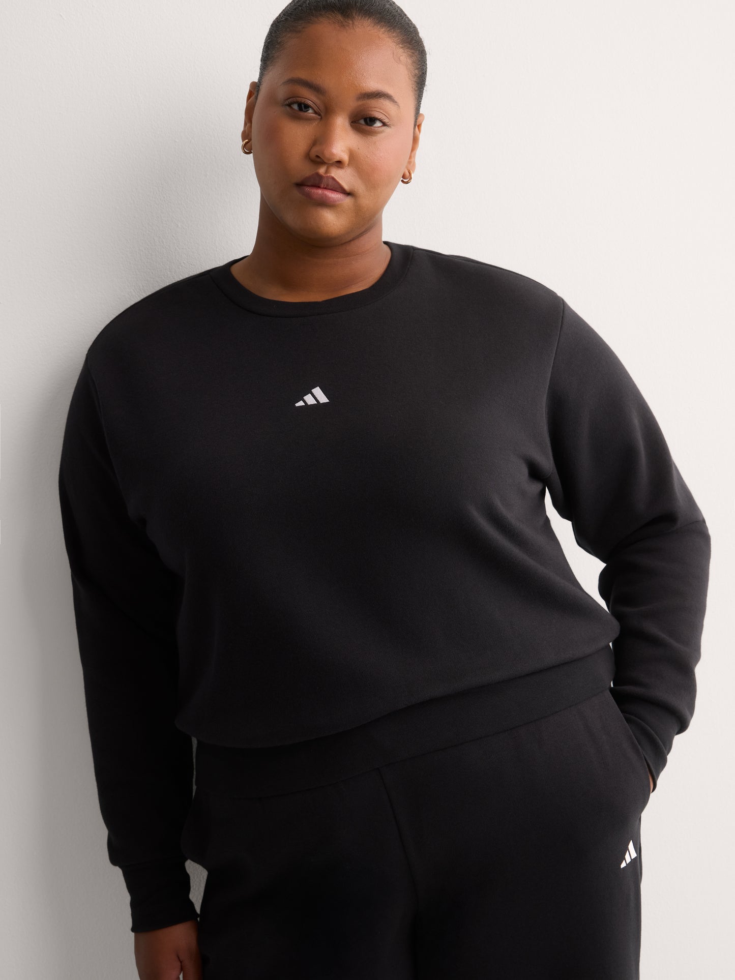 Black Feel Cozy Fleece Sweatshirt with Small Logo - adidas