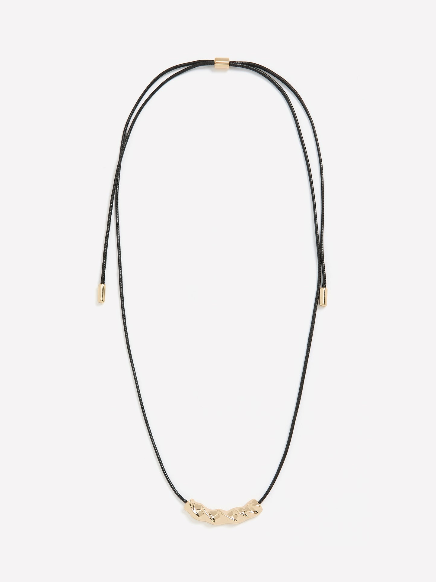 Short Corded Necklace with Golden Pendant