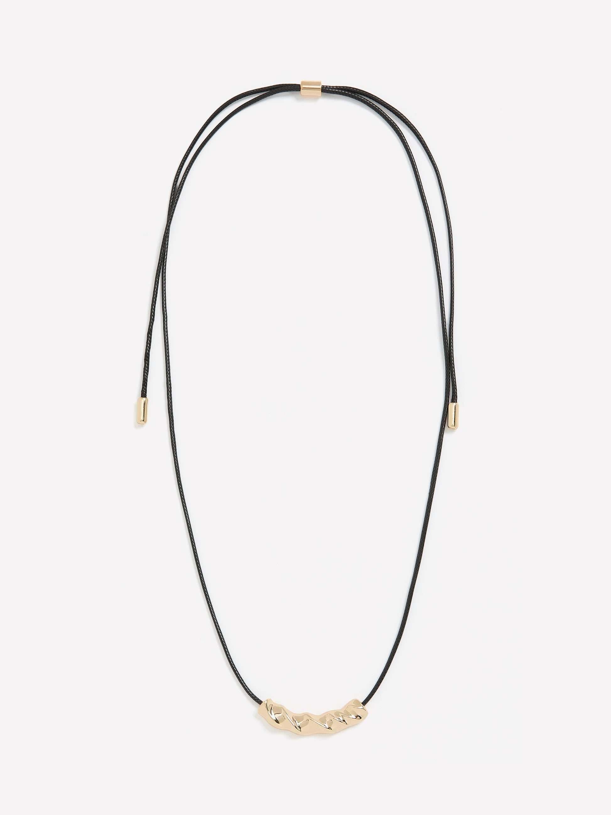 Short Corded Necklace with Golden Pendant