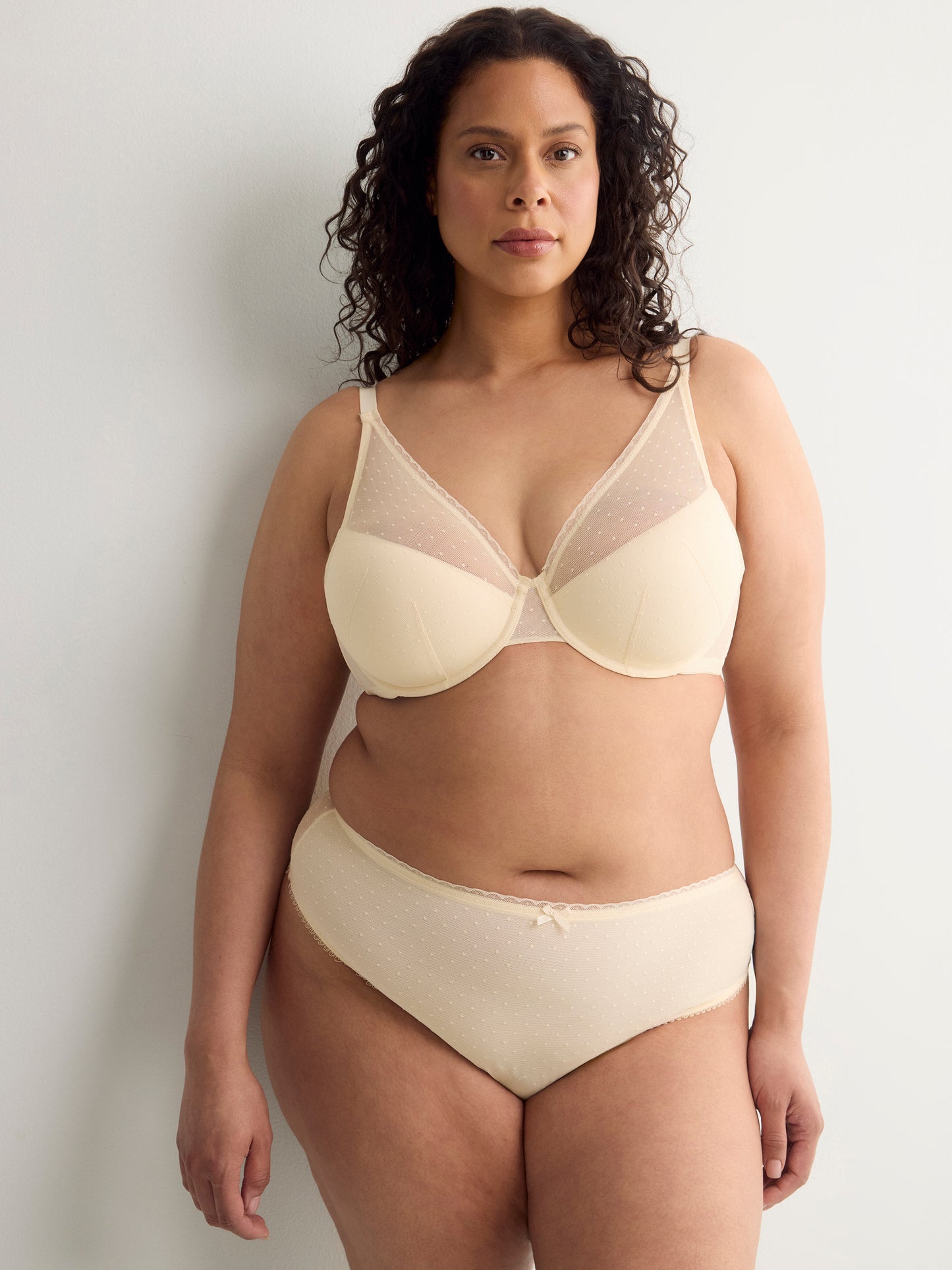 Grey Clip Dot Mesh Thong - Déesse Collection