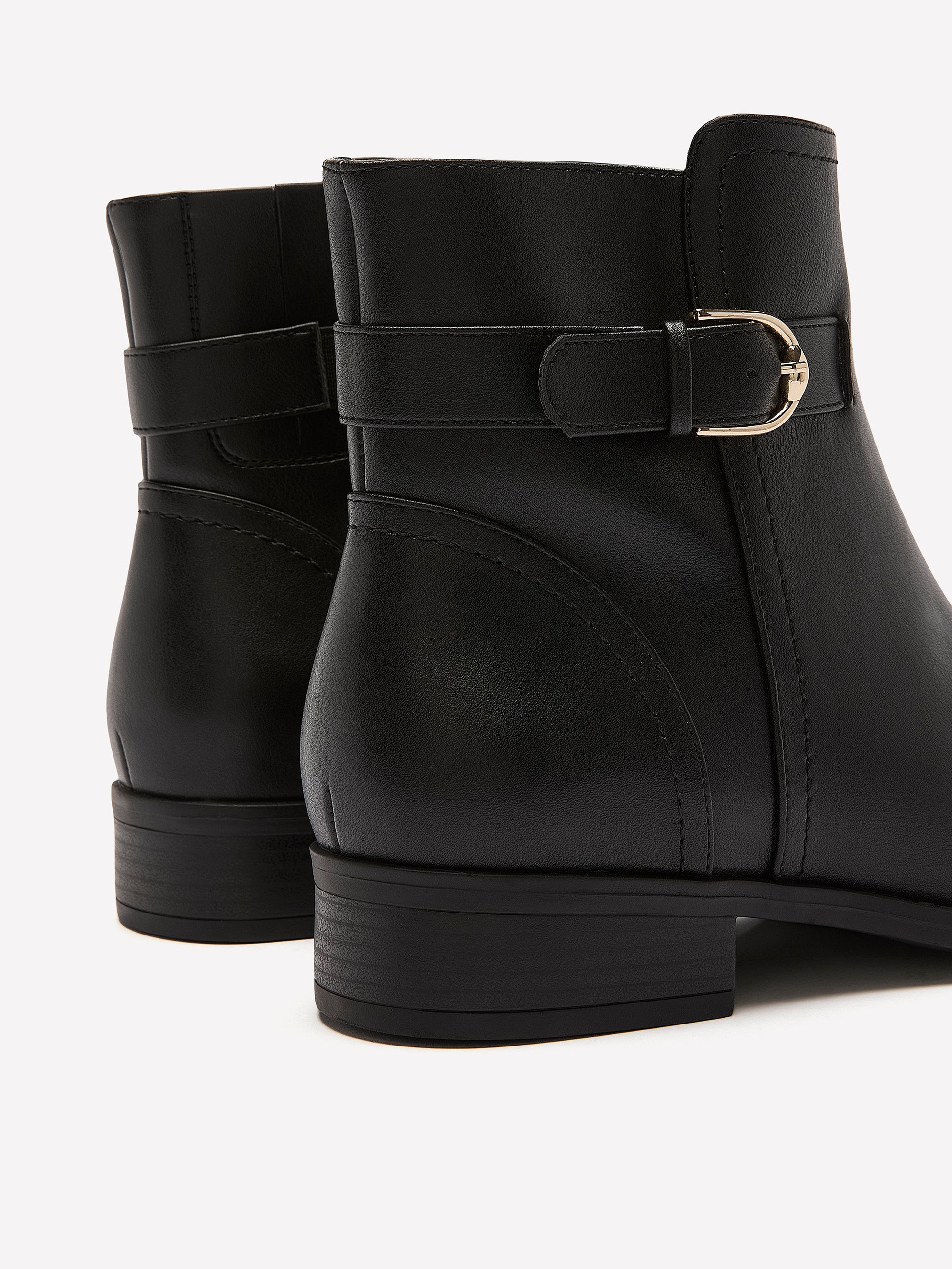 Extra Wide Width, Black Faux Leather Buckle Bootie