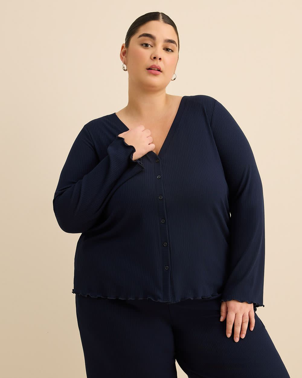 Cardigan pyjama à manches longues en tricot côtelé - ti Voglio