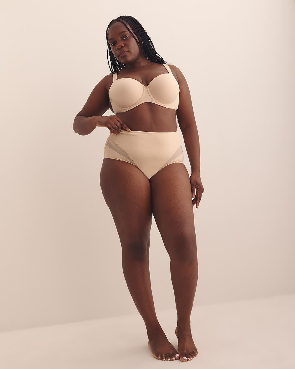 Culotte à maintien léger en microfibre avec insertions en mailles - Déesse Collection