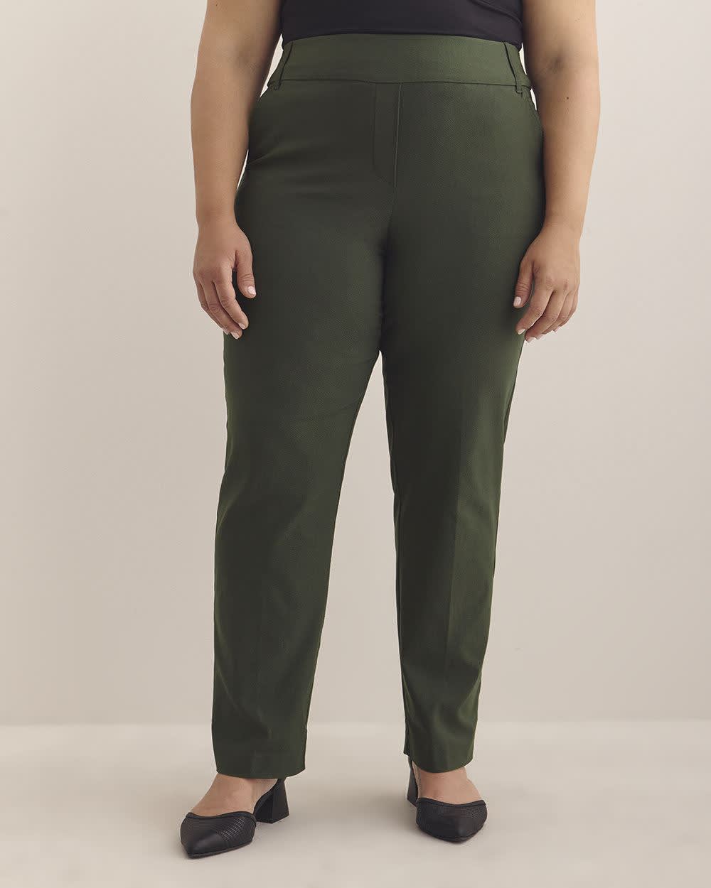 Petite, Green Straight-Leg Savvy Pant - PENN. Essentials