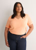 Boyfriend-Fit V-Neck Tee with Slits