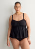 Black Fit and Flare Babydoll Tankini Top