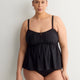Black Fit and Flare Babydoll Tankini Top