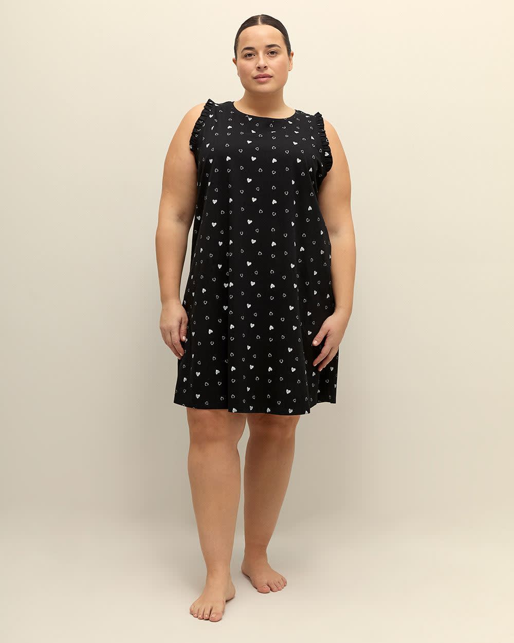 Cotton Sleeveless Sleepshirt with Ruffles