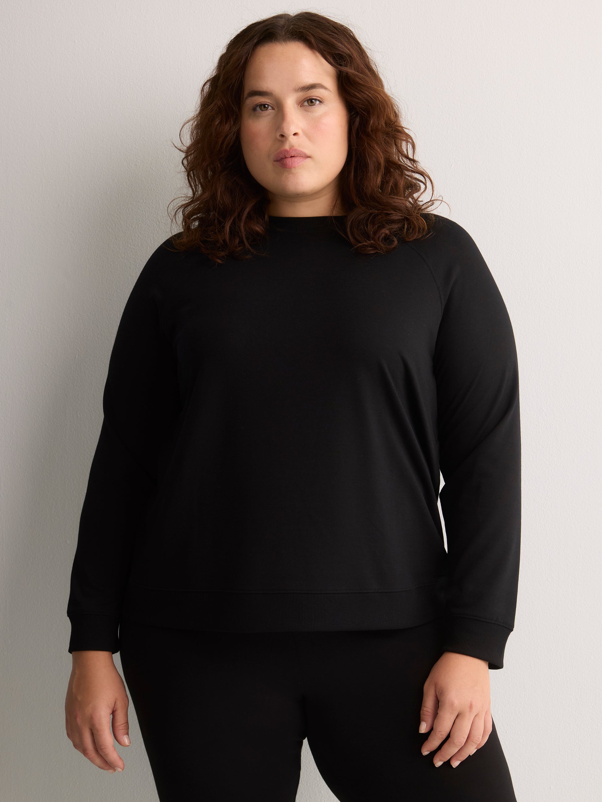Loose French Terry Raglan-Sleeve Crew-Neck Sweatshirt