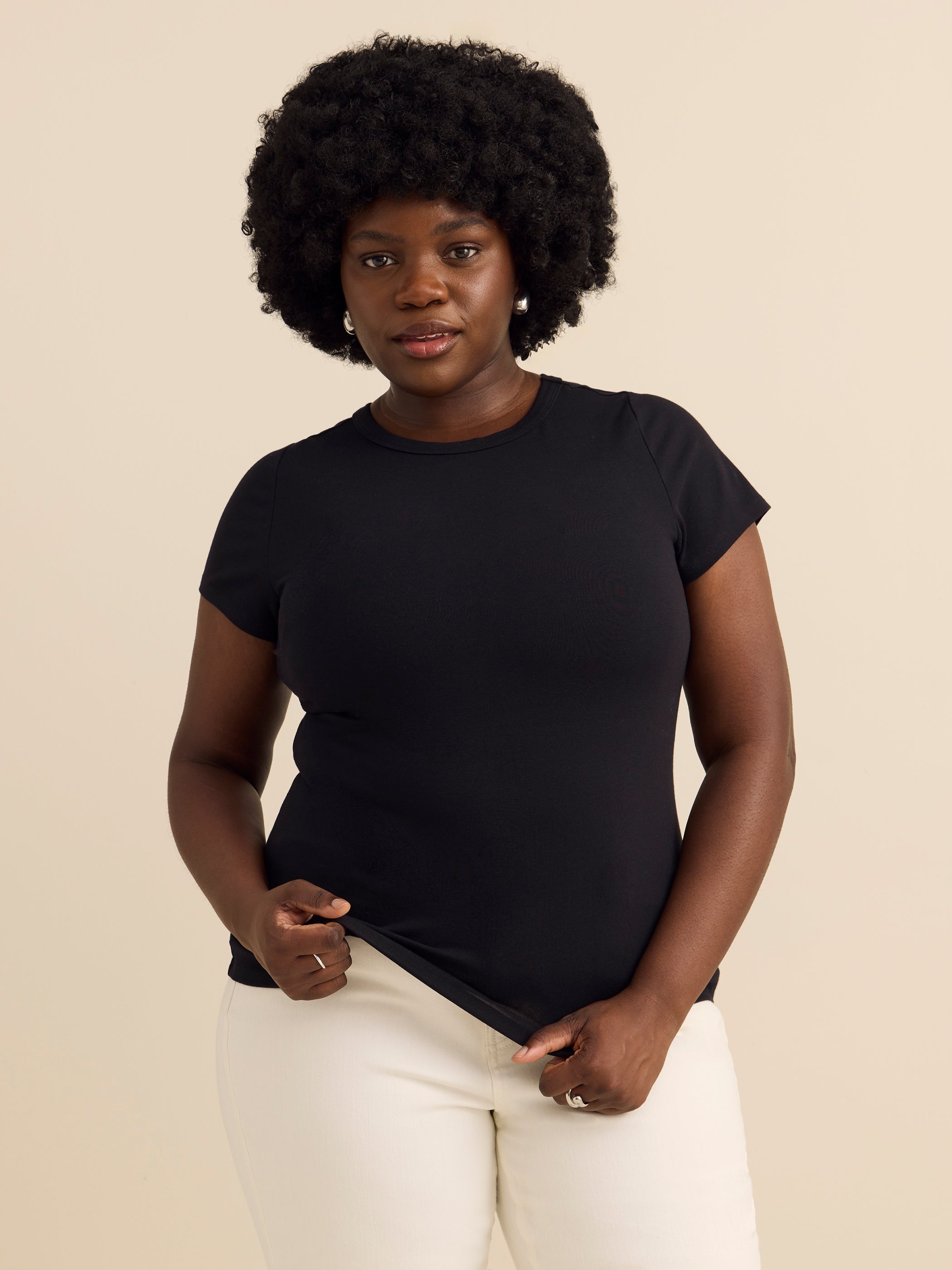 Cap Sleeve Crew Neck T-Shirt - Addition Elle