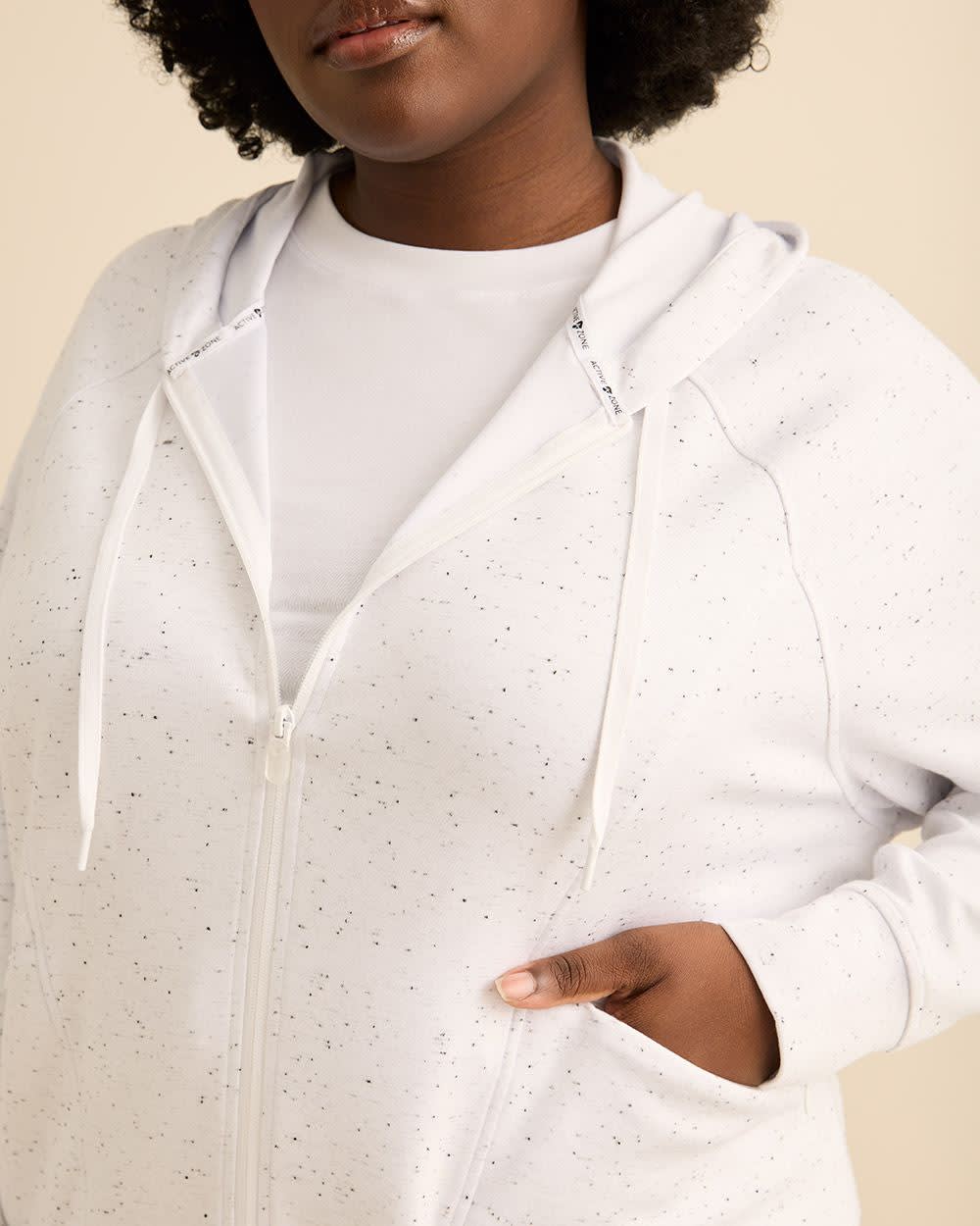 Manteau à capuche en mailles mouchetées avec fermeture éclair, tissu responsable - Active Zone