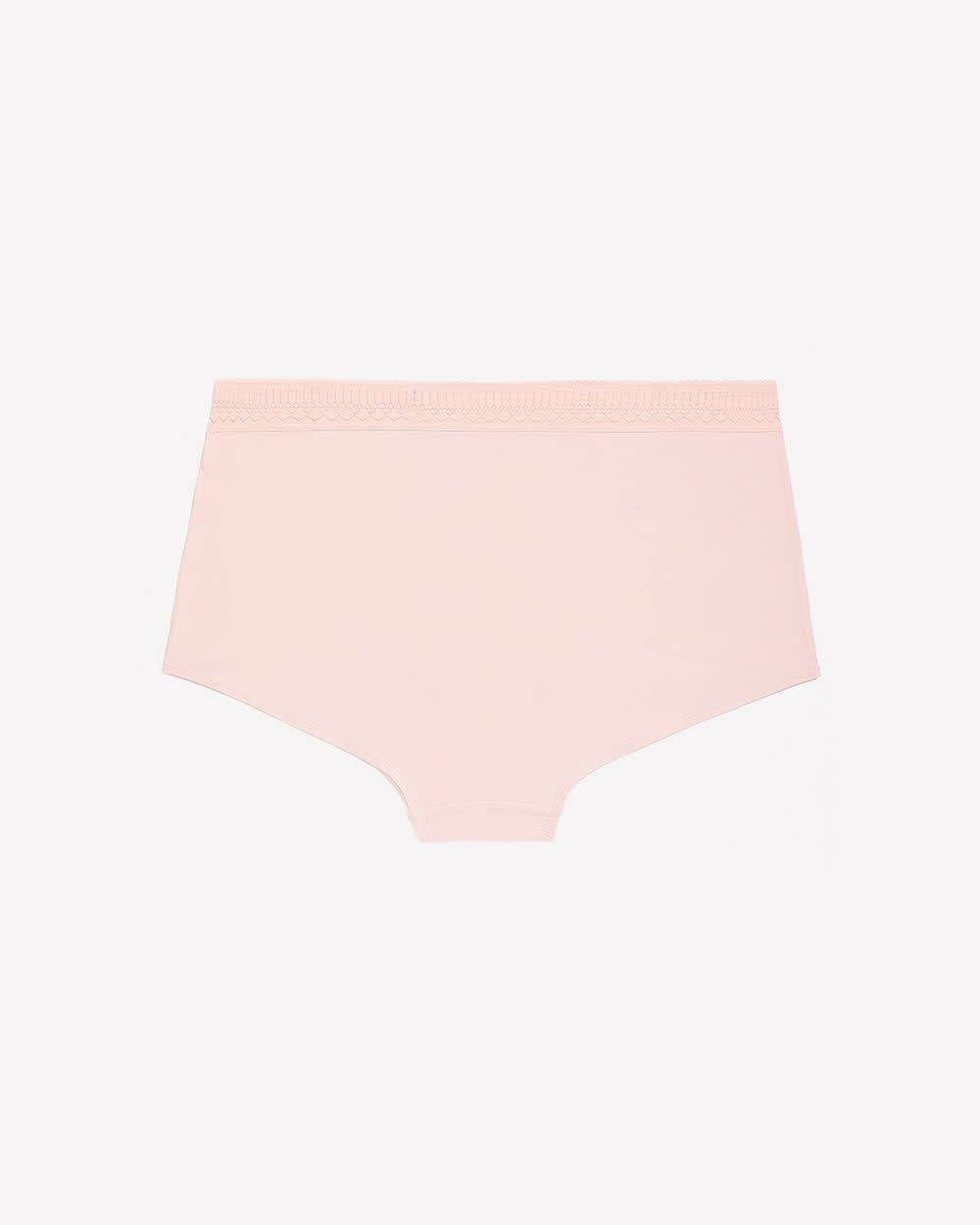 Pink Cotton Boyshort with Lace Waistband - ti Voglio