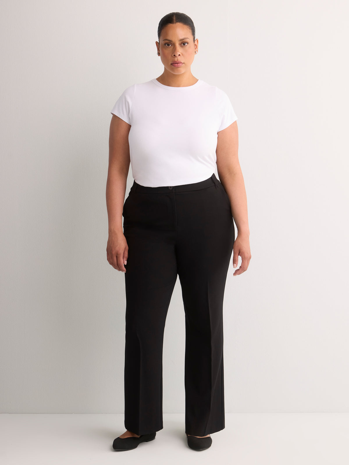 Petite, Black Slim-Leg Savvy II Pull-On Pant
