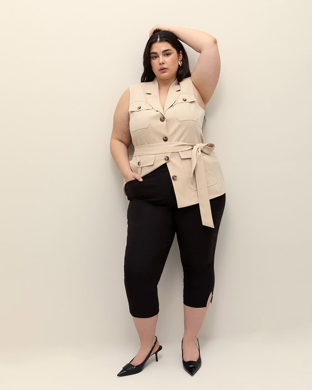 Belted Sleeveless Safari Vest