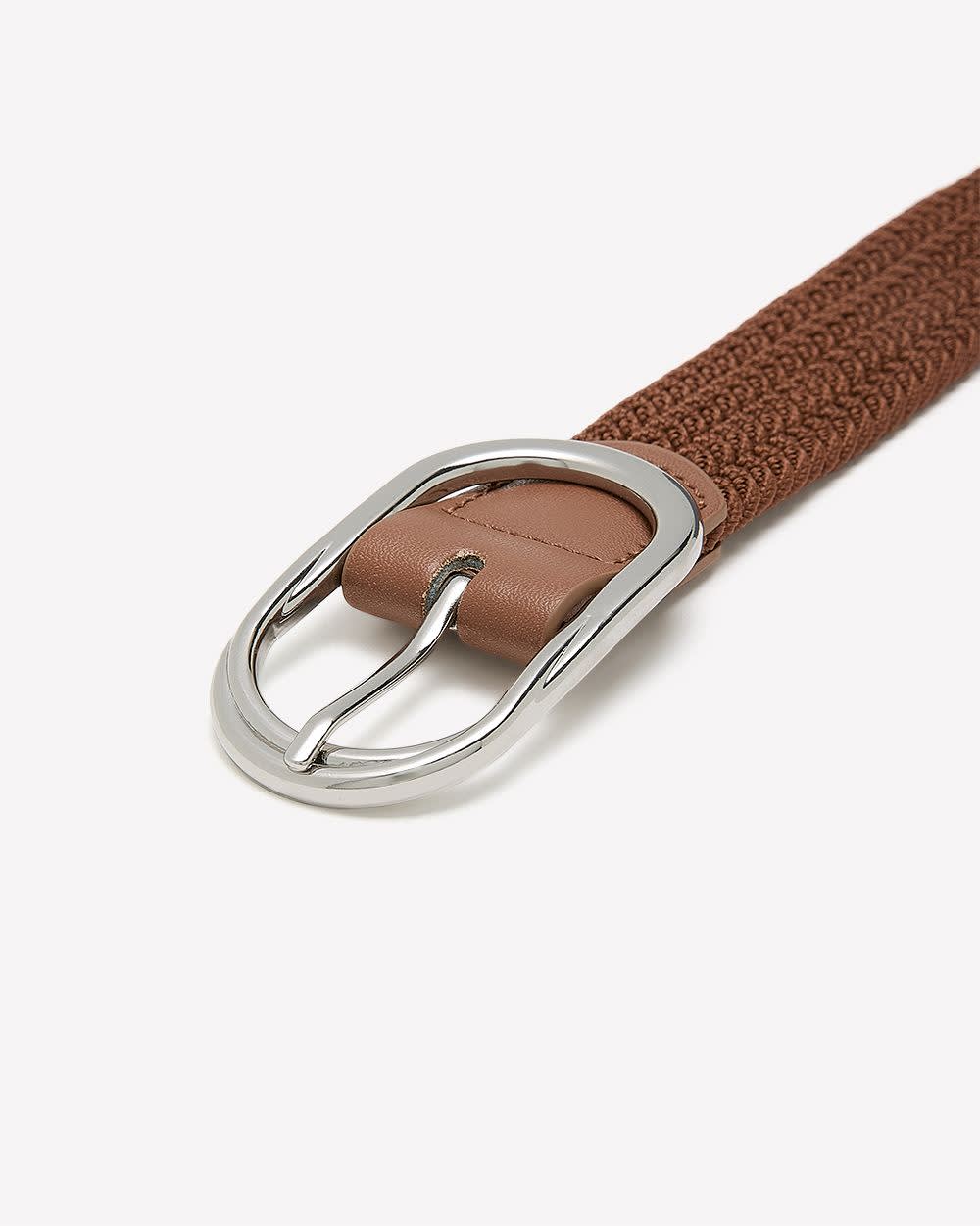 Stretch Denim Belt with Oval Buckle