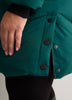 Black Hooded Knee-Length Stretch Puffer Jacket