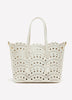 White Perforated Crossbody Handbag